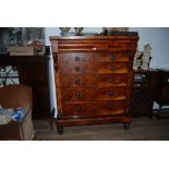 Victorian Mahog/Verneered Scotch Chest of Drawers fitted with a Frieze Drawer above 2 small & 4