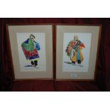 1 pair of Watercolours , each depicting an Eastern rug Seller & both signed E Svachian ,