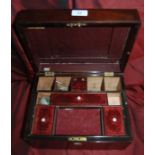 Victorian Mahog. Ladies fitted jewellery box with a secret drawer.