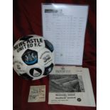 Signed Newcastle Blue Star football 1993-94 team plus 2 programs & cup final tickets.