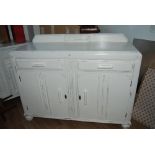 Art Deco White Shabby-Chic Painted Oad Sideboard (125cm w x 37cm Deep)