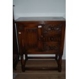 Quality Solid Oak Credence Cabinet with 3 drawers with Carved & Linen Fold Decoration (69cm w)