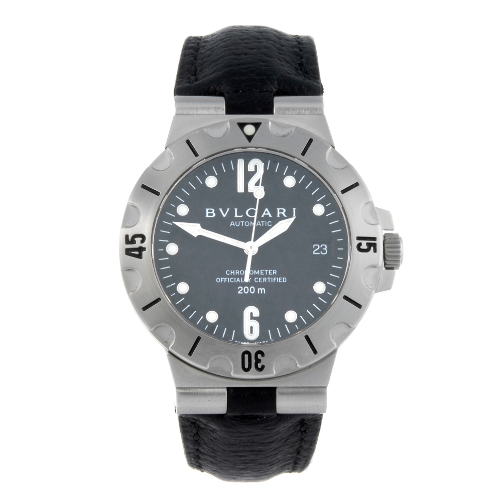 BULGARI - a gentleman's Diagono Scuba wrist watch. Stainless steel case with calibrated bezel.