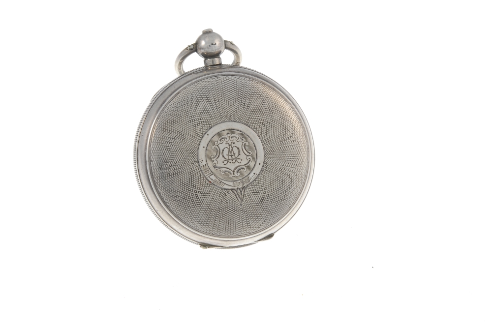 An open face pocket watch by W.E Watts. Silver case with engraved cartouche and engraved inner - Image 2 of 4