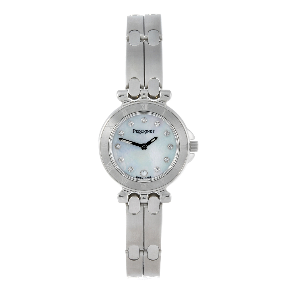 PEQUIGNET - a lady's bracelet watch. Stainless steel case with chapter ring bezel. Unsigned quartz