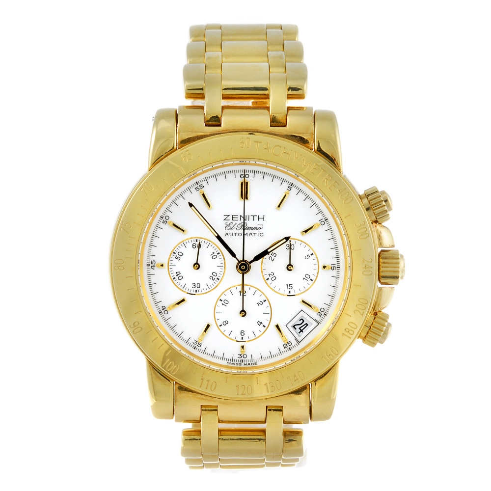 ZENITH - a gentleman's El Primero Rainbow chronograph bracelet watch. 18ct yellow gold case with