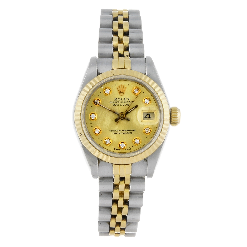 ROLEX - a lady's Oyster Perpetual Datejust bracelet watch. Circa 1986. Stainless steel case with
