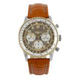 BREITLING - a gentleman's Navitimer chronograph wrist watch. Stainless steel case with yellow