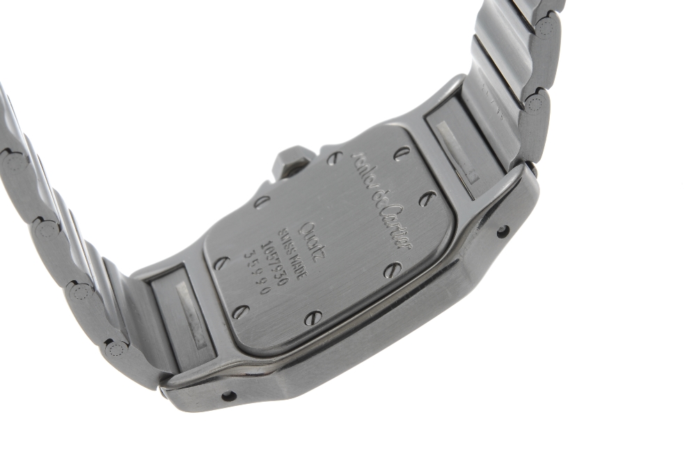 CARTIER - a Santos bracelet watch. Stainless steel case with yellow metal bezel. Reference 35990, - Image 2 of 4
