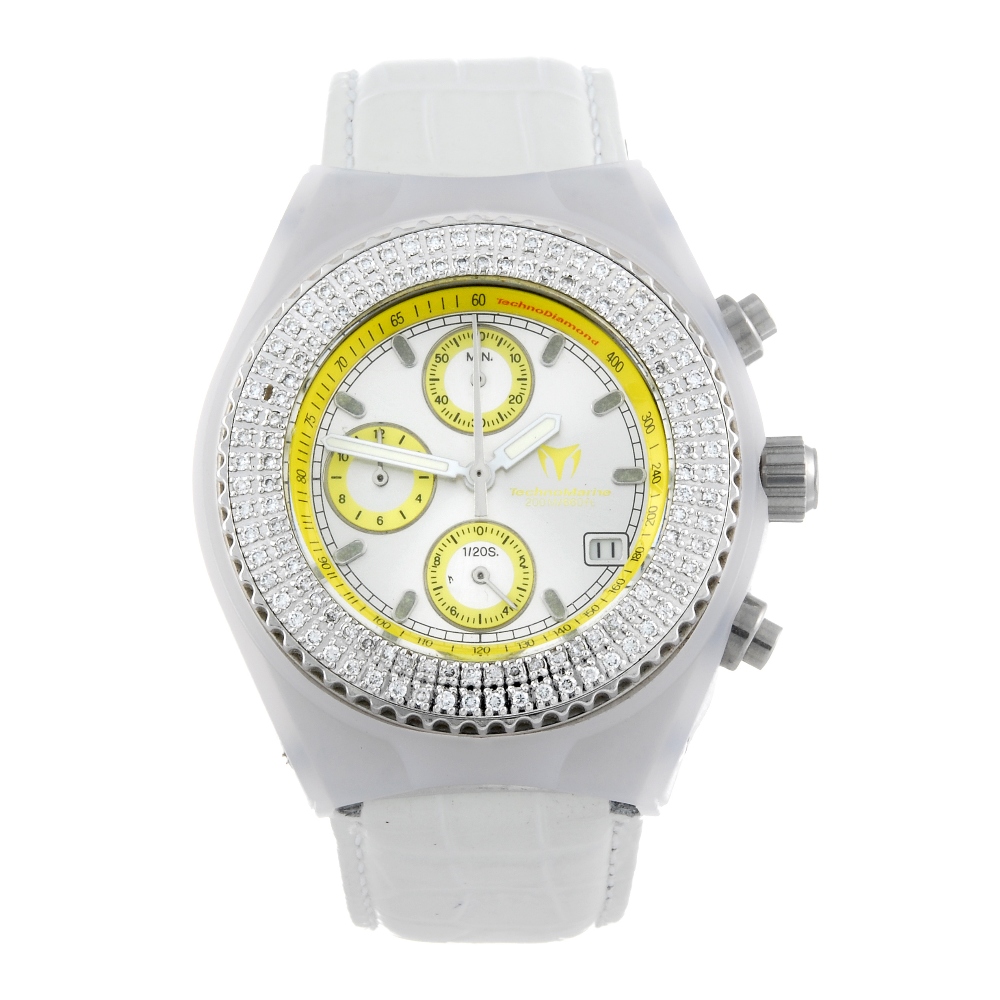 TECHNOMARINE - a TechnoDiamond chronograph wrist watch. Plastic case with stainless steel case