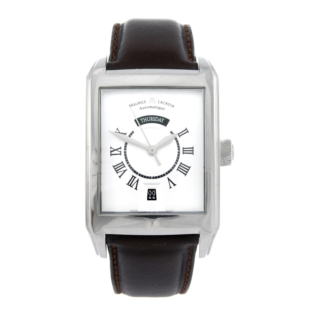 MAURICE LACROIX - a gentleman's Pontos wrist watch. Stainless steel case with exhibition case