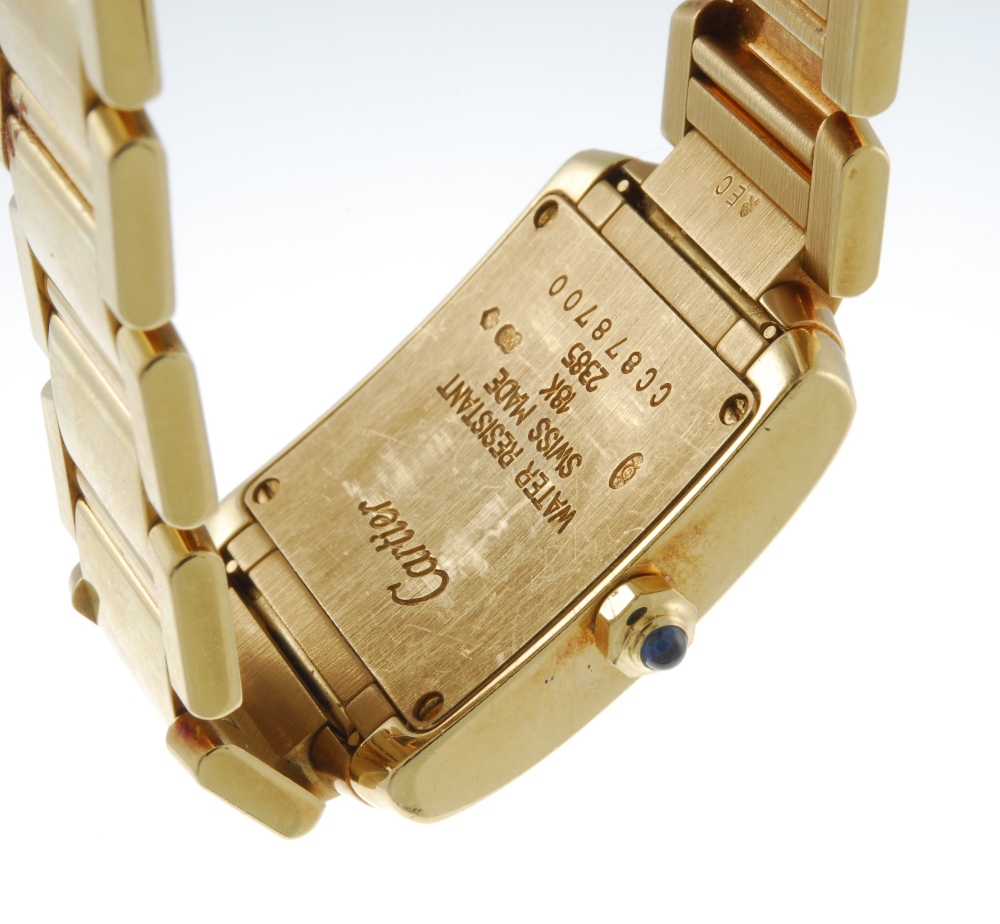 CARTIER - a Tank Francaise bracelet watch. 18ct yellow gold case. Reference 2385, serial CC878700. - Image 2 of 4