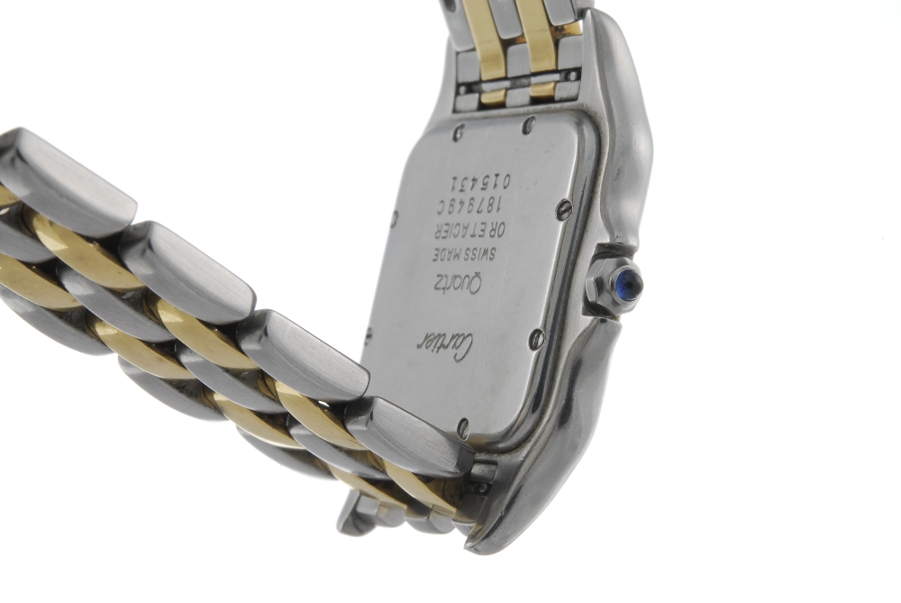 CARTIER - a Panthere bracelet watch. Stainless steel case with yellow metal bezel. Numbered - Image 3 of 4