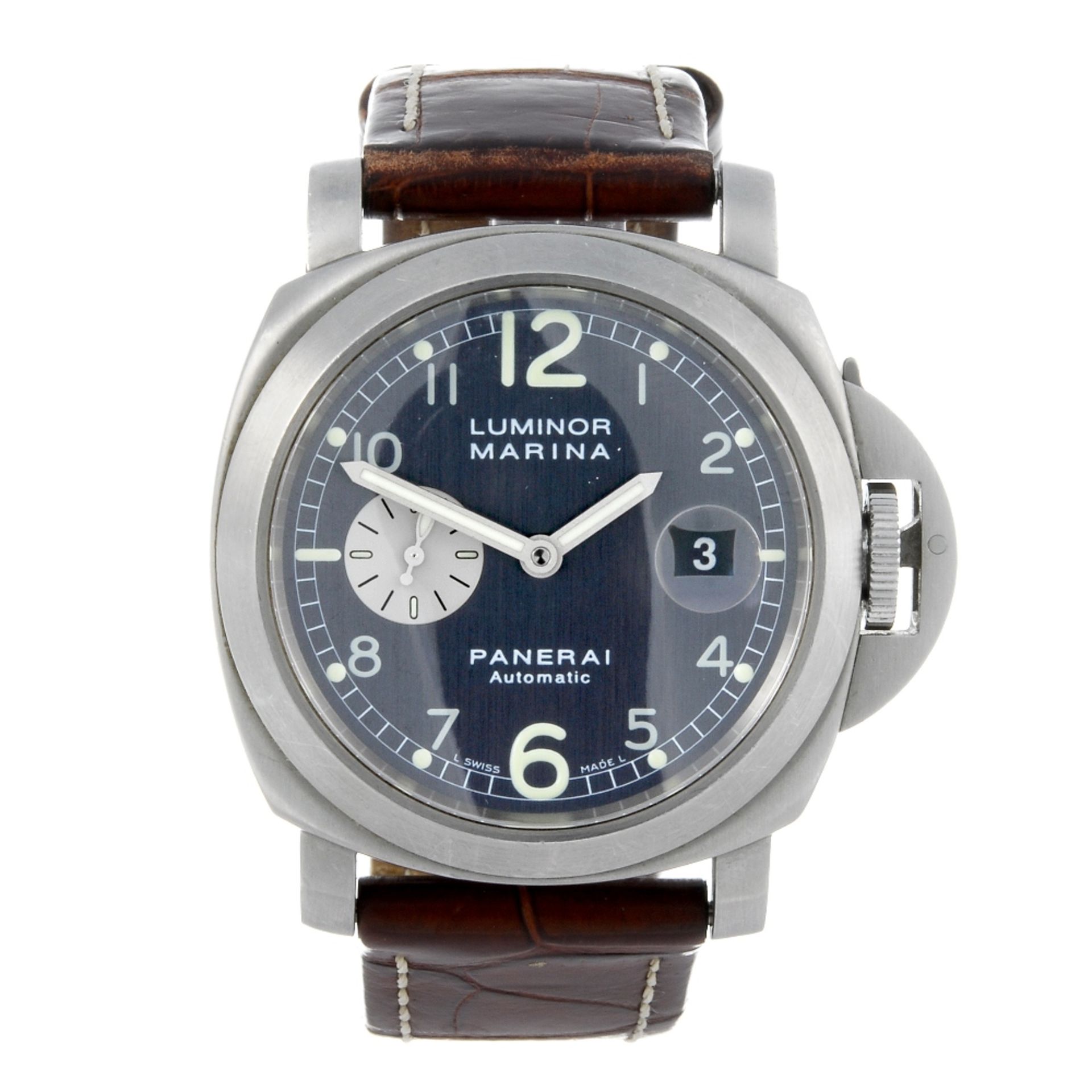 PANERAI - a gentleman's Luminor Marina wrist watch. Circa 2001. Stainless steel case. Production