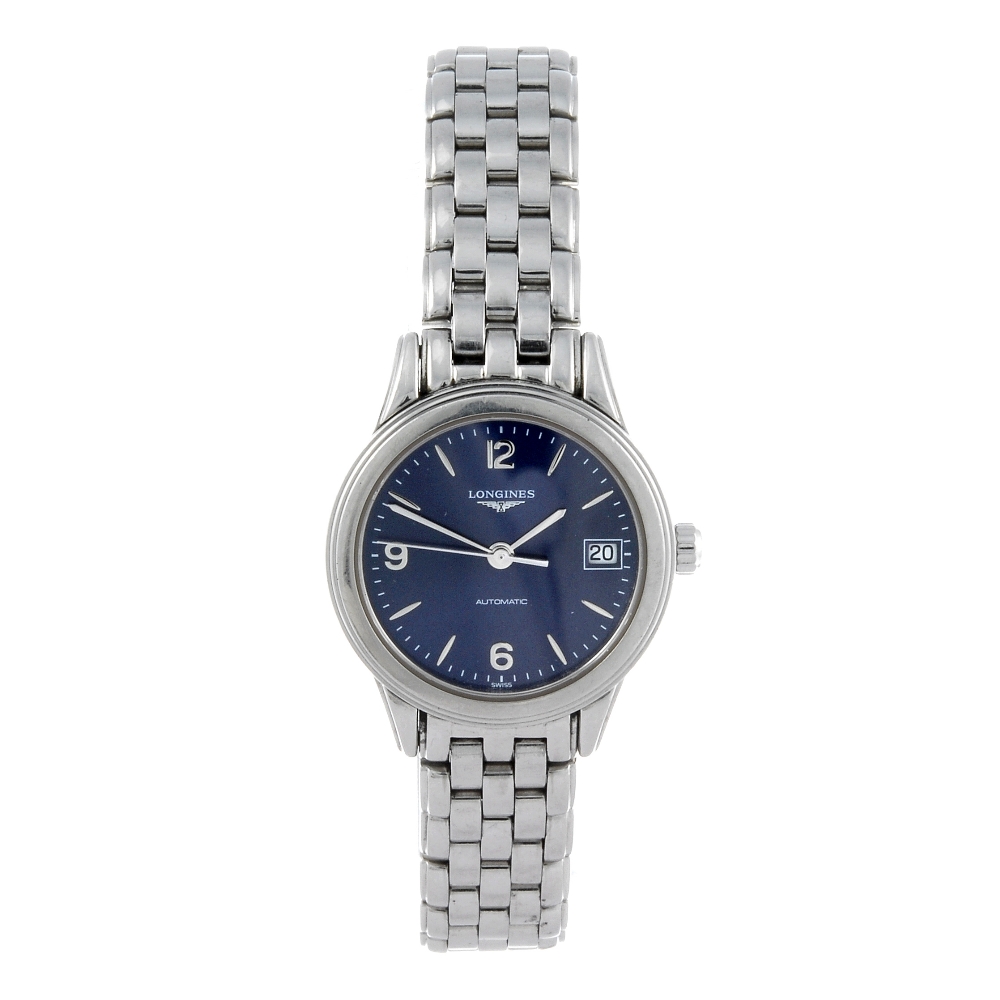 LONGINES - a lady's Flagship bracelet watch. Stainless steel case with exhibition case back.