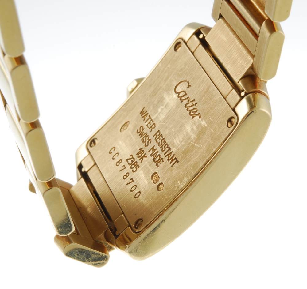 CARTIER - a Tank Francaise bracelet watch. 18ct yellow gold case. Reference 2385, serial CC878700. - Image 3 of 4