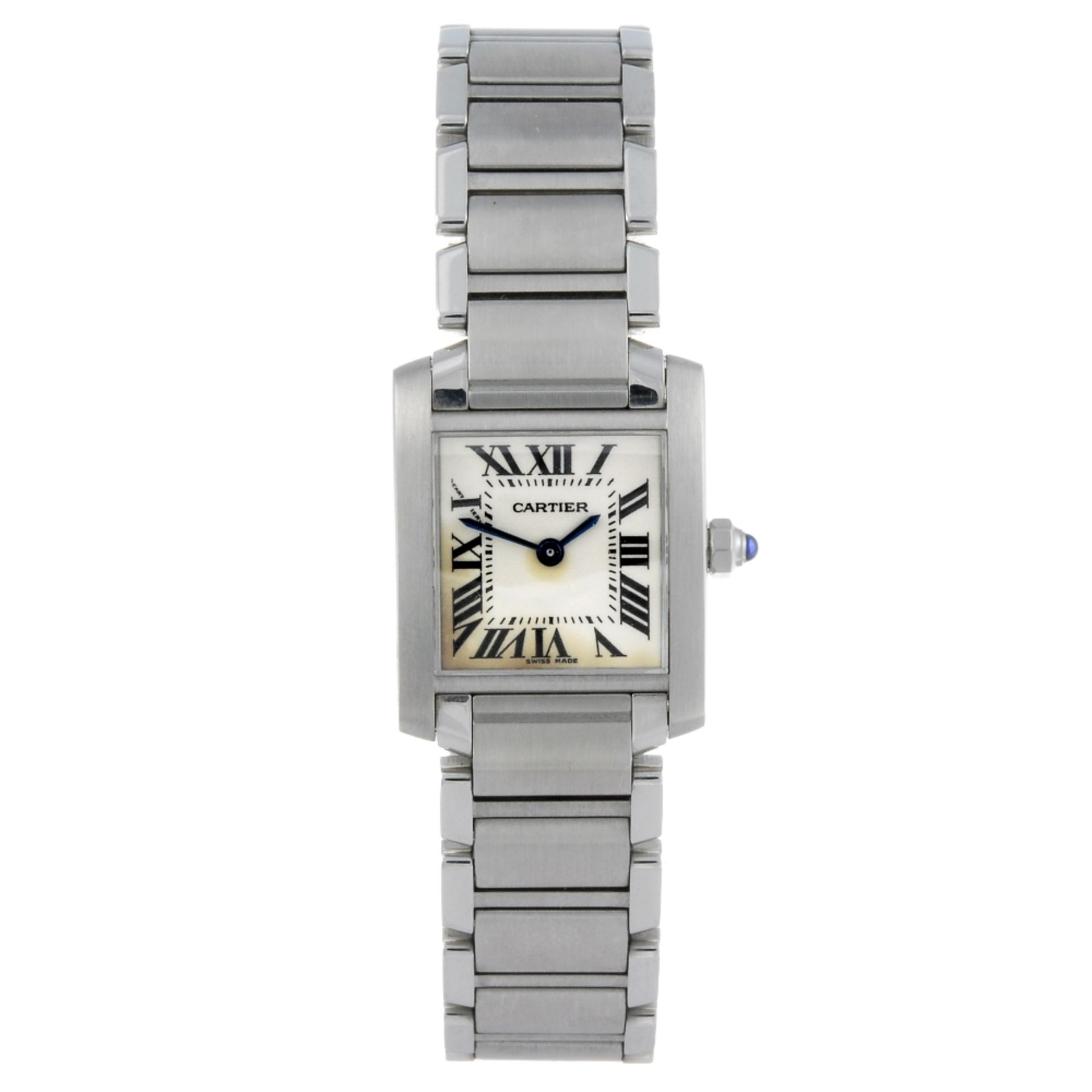 CARTIER - a Tank Francaise bracelet watch. Stainless steel case. Reference 2384, serial 689502CD.