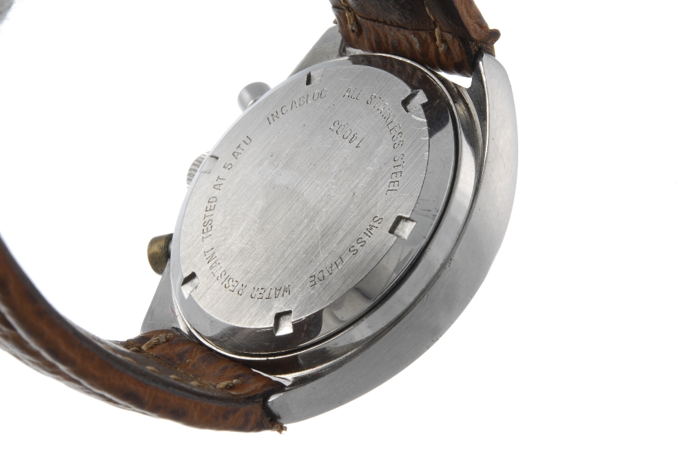 LAMPOS - a gentleman's chronograph wrist watch. Stainless steel case. Numbered 14003. Unsigned - Image 3 of 4