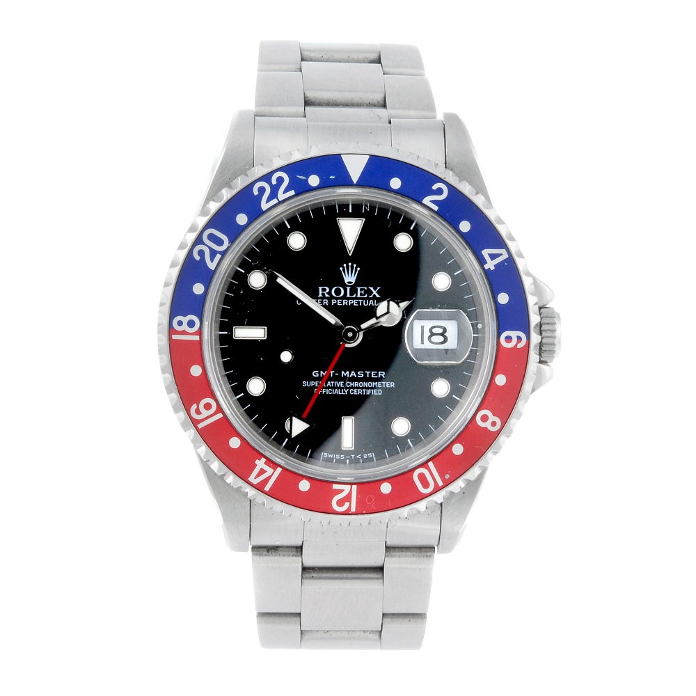 ROLEX - a gentleman's Oyster Perpetual Date GMT-Master bracelet watch. Circa 1996. Stainless steel