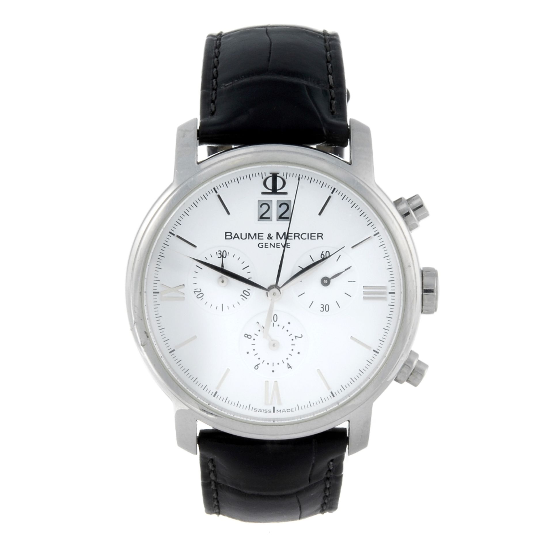 BAUME & MERCIER - a gentleman's Classima chronograph wrist watch. Stainless steel case. Reference