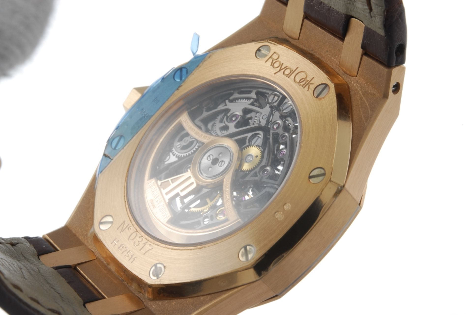 CURRENT MODEL: AUDEMARS PIGUET - a gentleman's Royal Oak Openworked wrist watch. 18ct rose gold case - Image 3 of 4