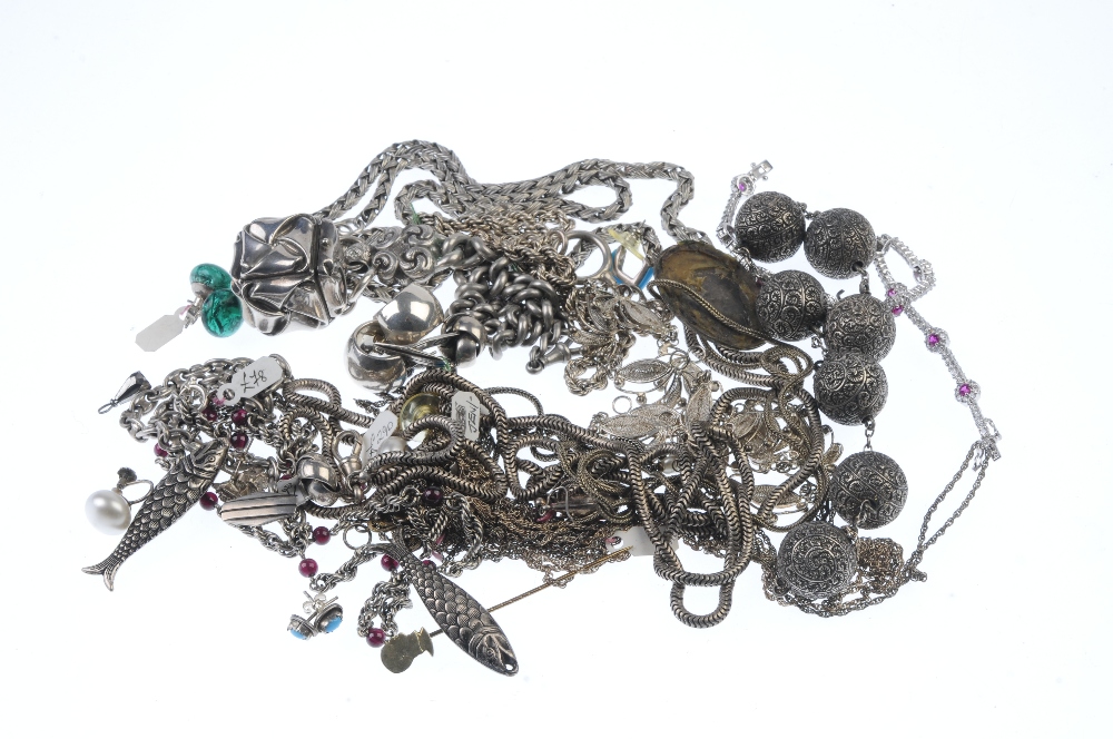 A selection of silver and white metal jewellery. To include a silver synthetic ruby and cubic - Image 2 of 2