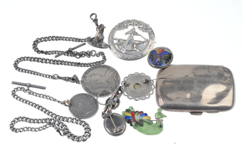 A selection of silver and white metal jewellery. To include three butterfly wing brooches, two - Image 2 of 2