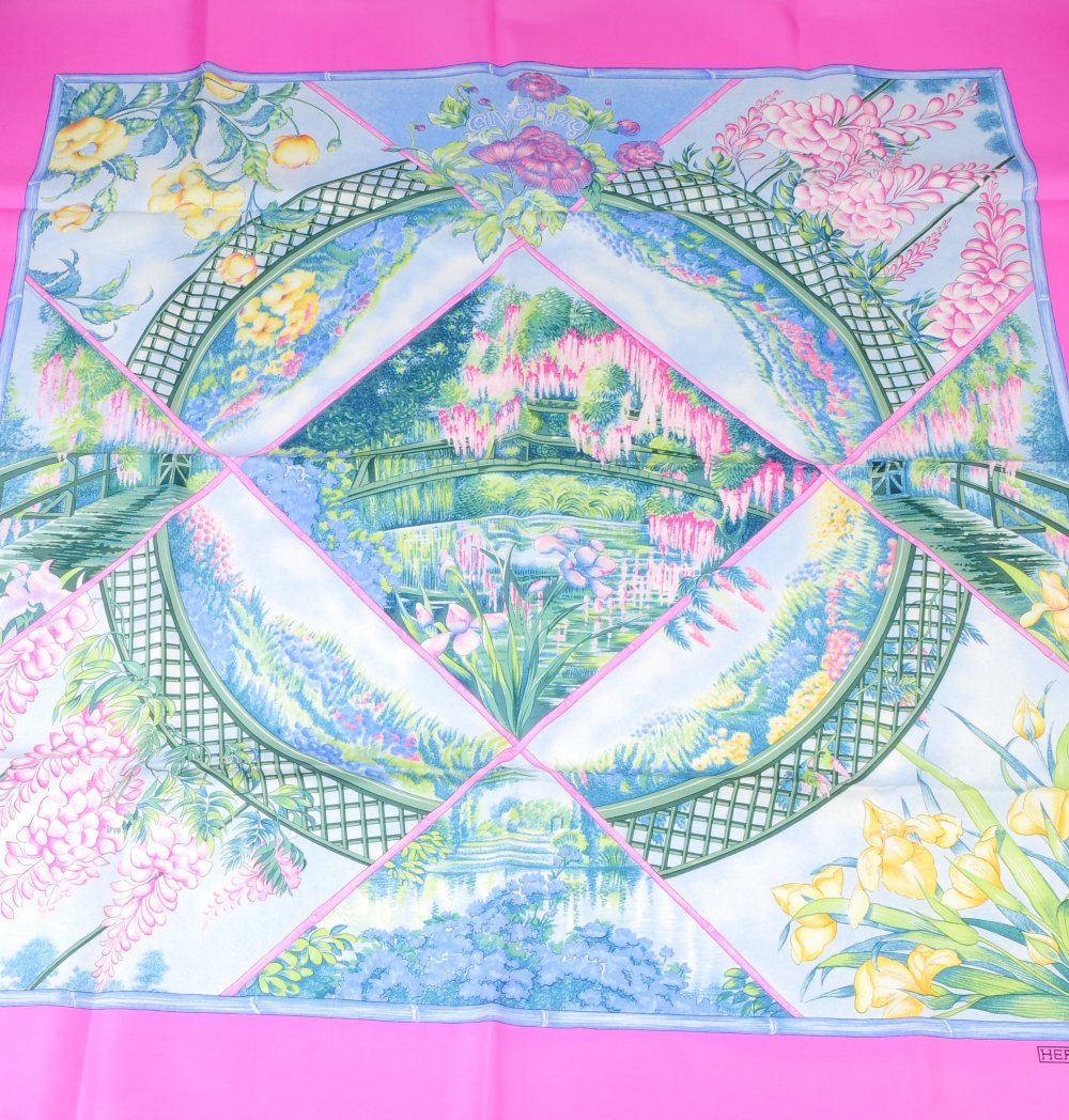 HERMES - a 'Giverny' scarf. Designed by Laurence Bourthoumieux in 1989, featuring the famous Giverny - Image 3 of 4