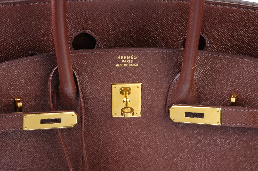 HERMES - a Togo 35cm Birkin handbag. Featuring a brown pebbled Togo leather exterior, dual rolled - Image 6 of 13