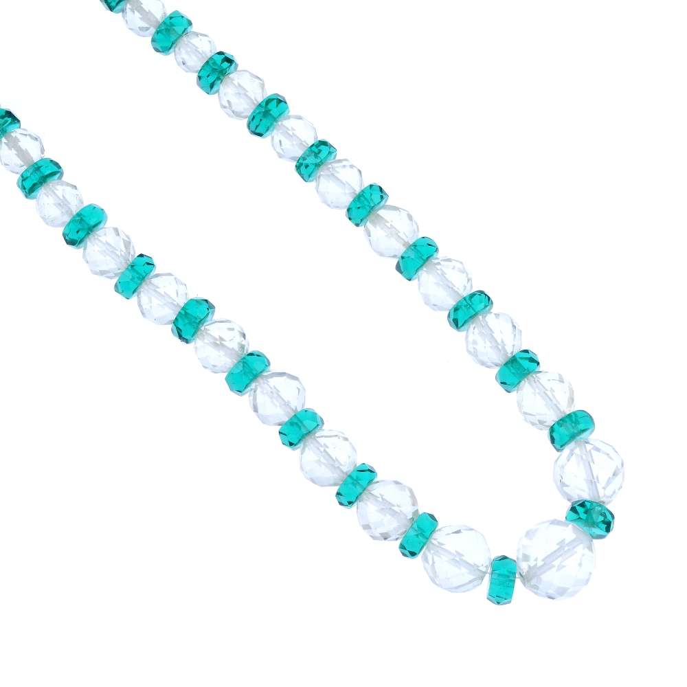 A selection of mainly glass bead necklaces. To include a graduated faceted colourless glass bead