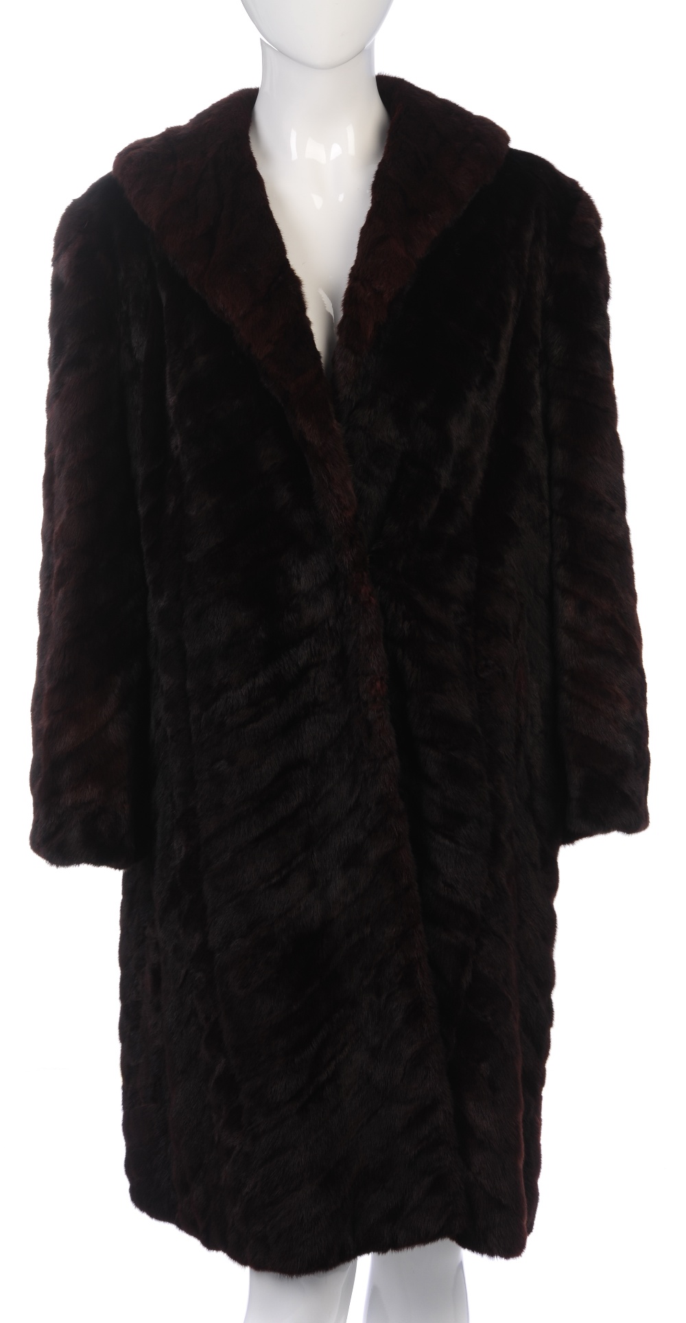 Two knee-length fur coats. To include a dyed ermine coat, designed with a lapel collar and hook - Image 3 of 3