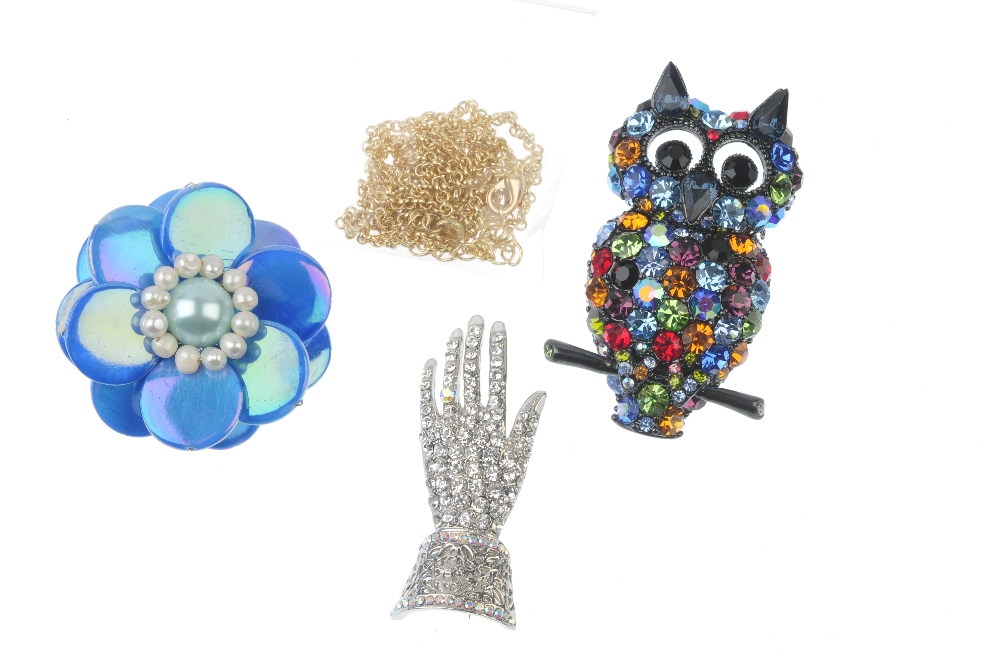 BUTLER & WILSON - five items of jewellery. To include a brooch designed as an owl perched on a - Image 2 of 2