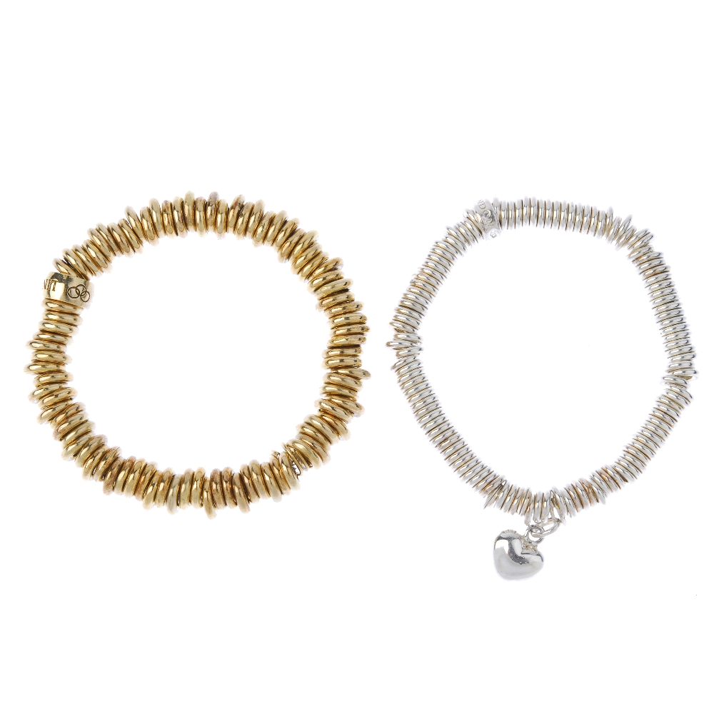 LINKS OF LONDON - two 'Sweetie' charm bracelets. The first gold plated, the second suspending a