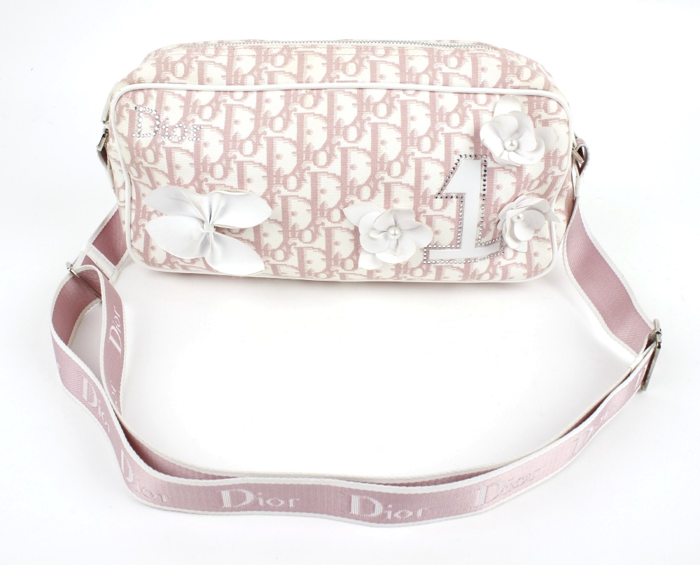 CHRISTIAN DIOR - a Diorissimo Girly Bag and key purse. The pink and white Diorissimo canvas bag, - Image 2 of 7