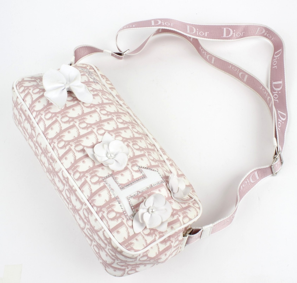 CHRISTIAN DIOR - a Diorissimo Girly Bag and key purse. The pink and white Diorissimo canvas bag, - Image 3 of 7