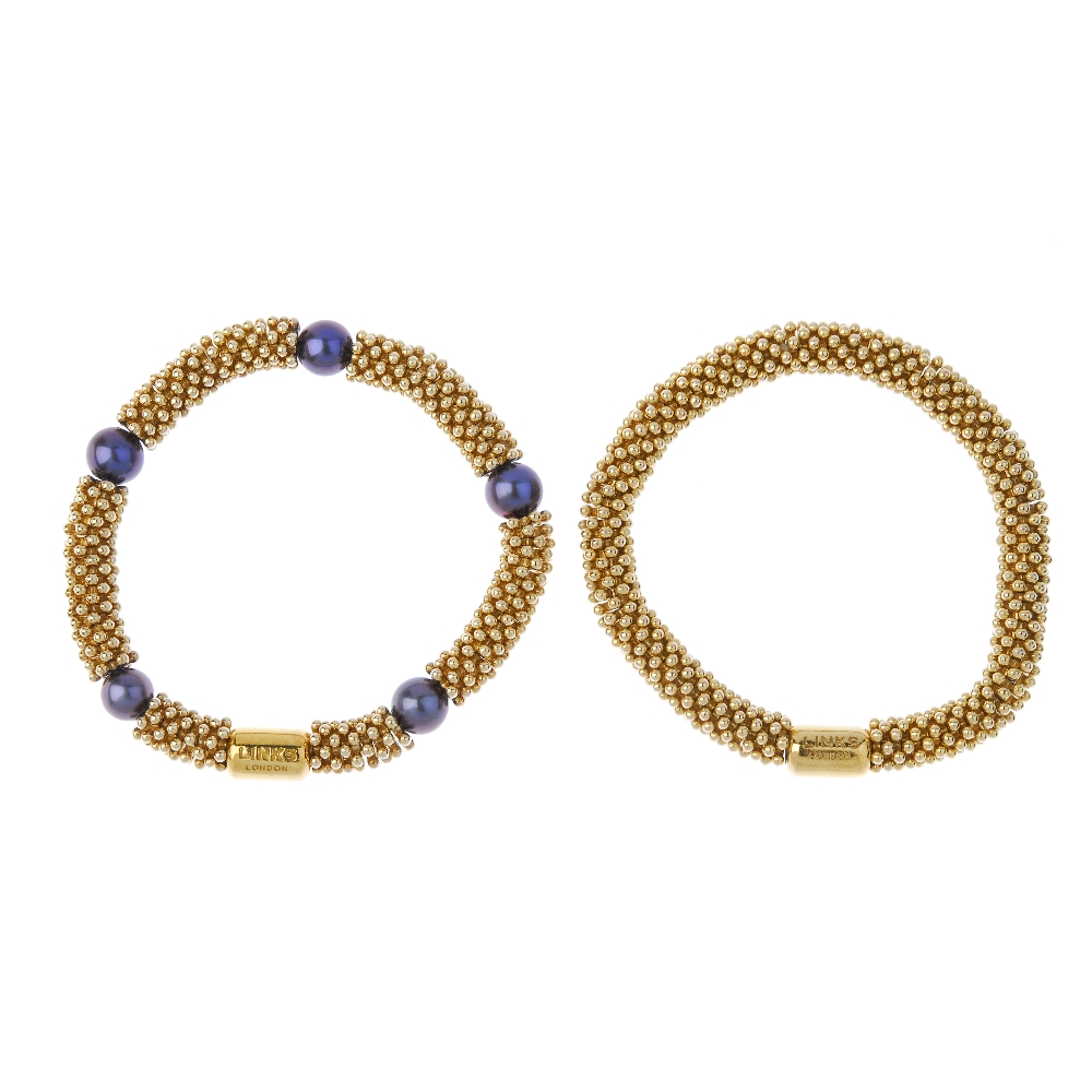 LINKS OF LONDON - two gold vermeil silver 'Effervescence Star' bracelets. One with five imitation
