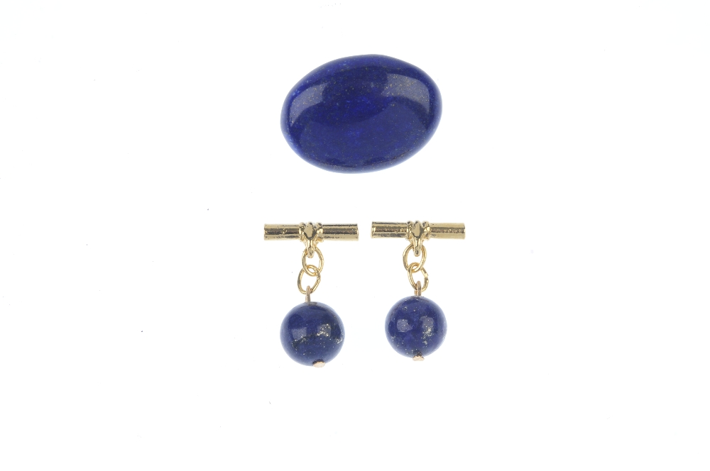 Three items of treated lapis lazuli jewellery. To include a necklace, the spherical lapis lazuli - Image 3 of 3
