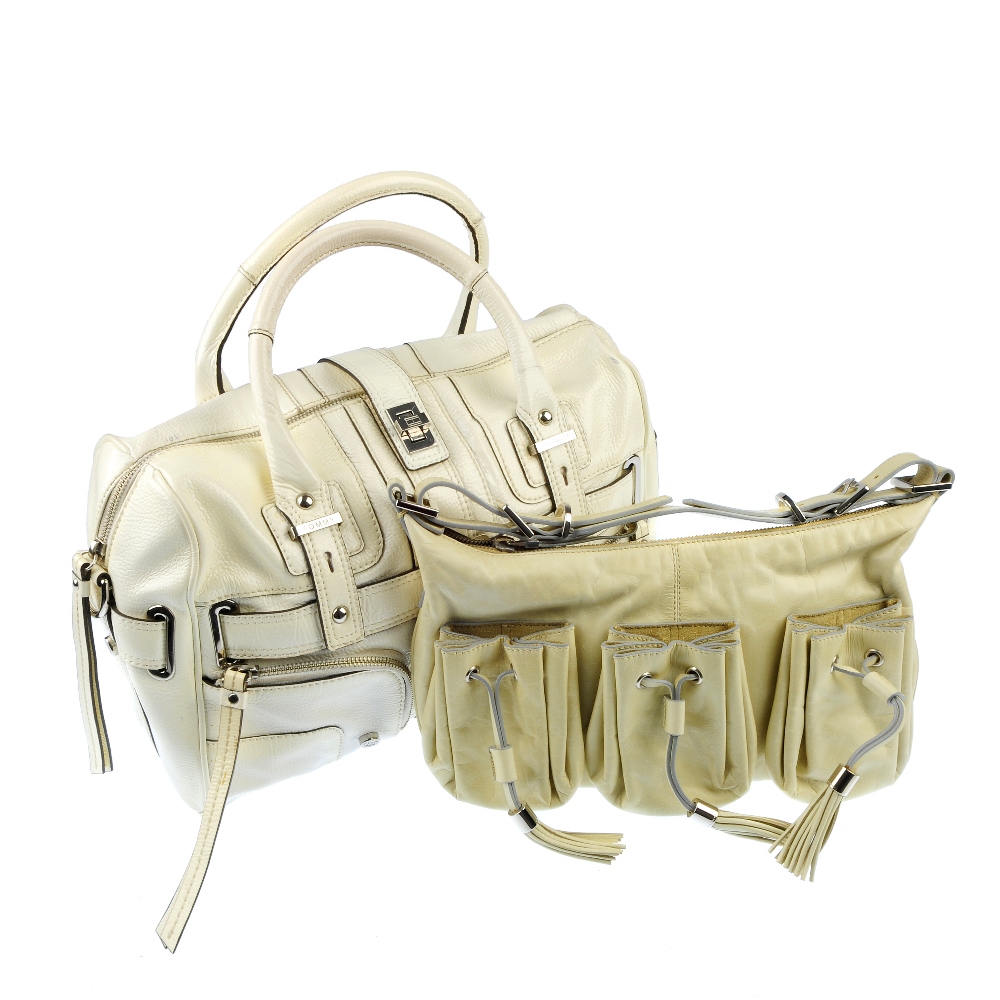 Two designer bags. To include a small cream leather shoulder bag by Givenchy, featuring three