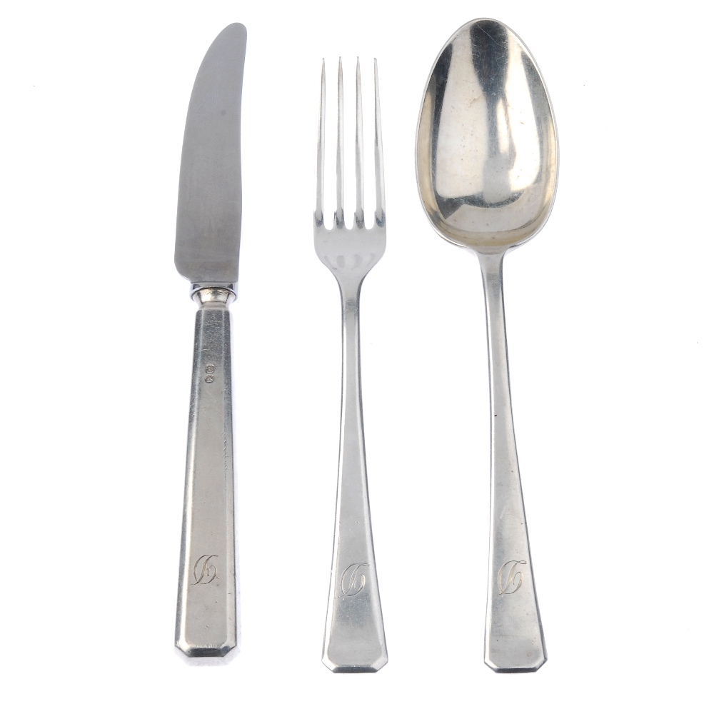 ELKINGTON & CO - a silver composite part canteen. Comprising of four serving spoons, dessert spoons,