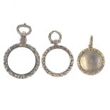 A selection of late 19th century gold plated photograph pendants. To include a circular-shape