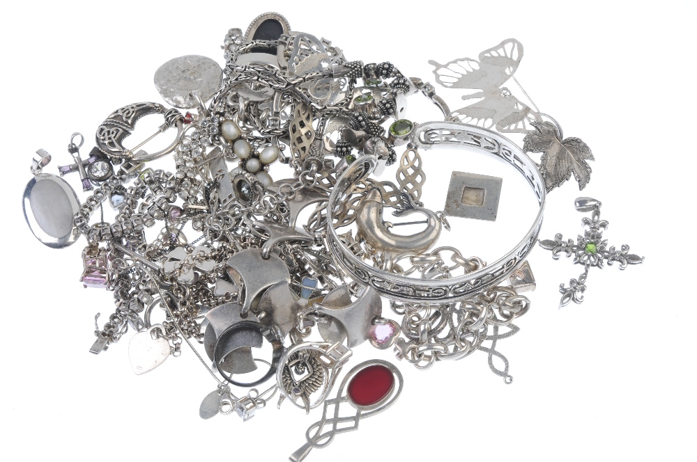 A selection of silver and white metal jewellery. To include a bracelet by Jorgen Jensen, Denmark, - Image 2 of 2