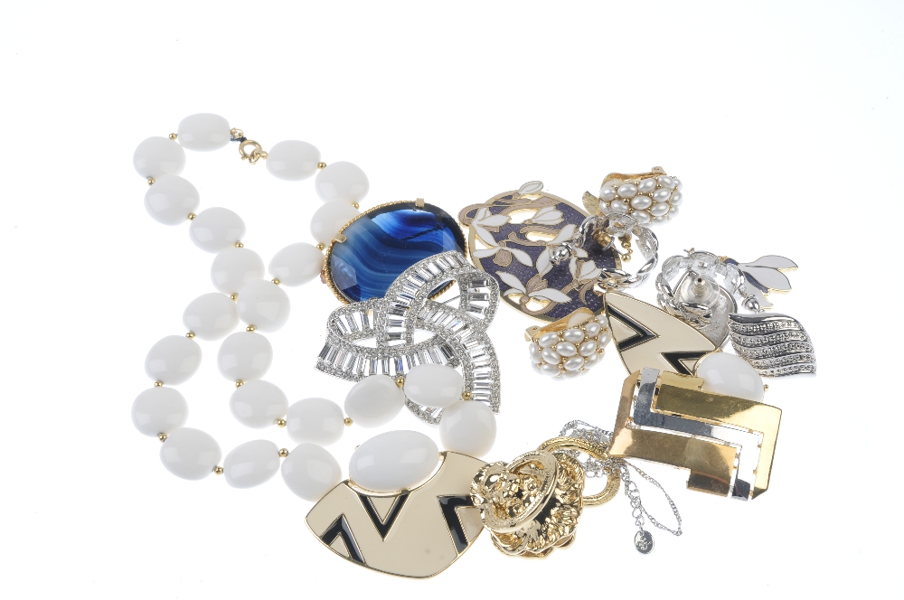 A selection of designer costume jewellery. To include a Trifari white plastic and enamel necklace, - Image 2 of 2