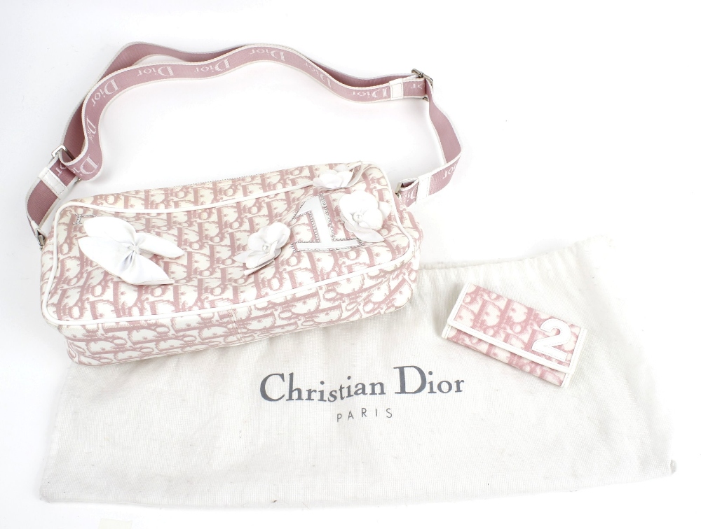 CHRISTIAN DIOR - a Diorissimo Girly Bag and key purse. The pink and white Diorissimo canvas bag, - Image 7 of 7