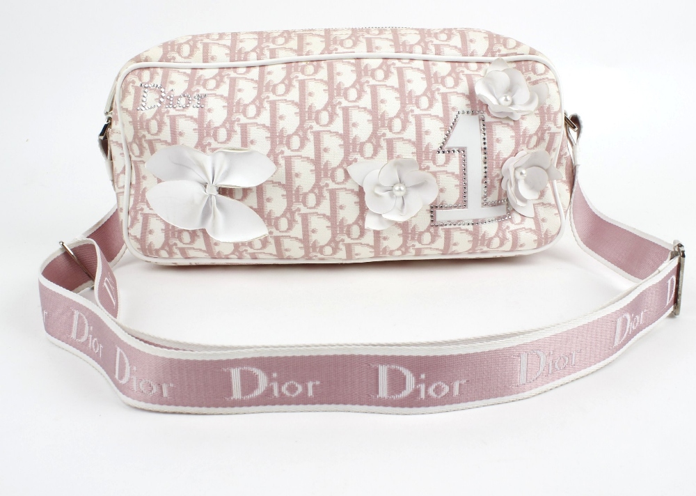 CHRISTIAN DIOR - a Diorissimo Girly Bag and key purse. The pink and white Diorissimo canvas bag, - Image 4 of 7