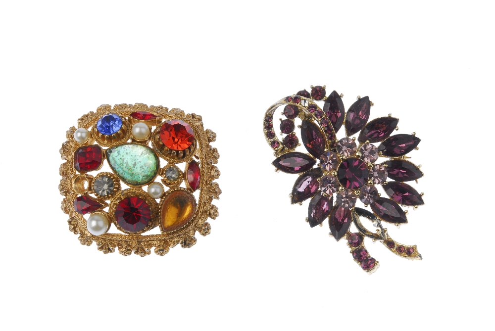 A selection of costume jewellery. To include a pair of Miriam Haskell ear clips, designed as - Image 3 of 4