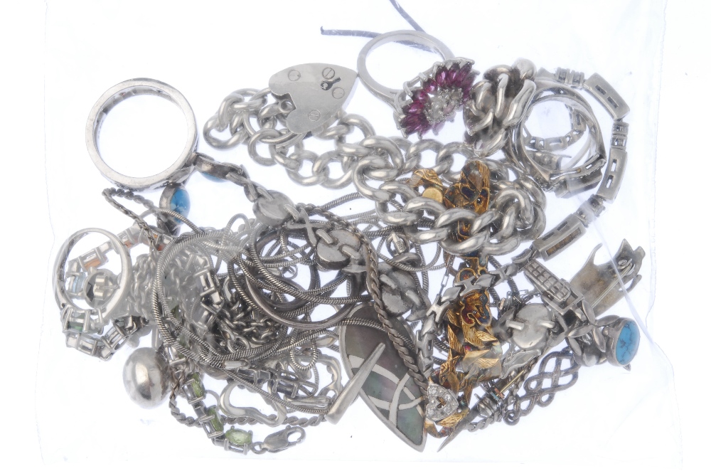 A selection of silver and white metal jewellery. To include a line bracelet with oval-shape coloured - Image 3 of 3