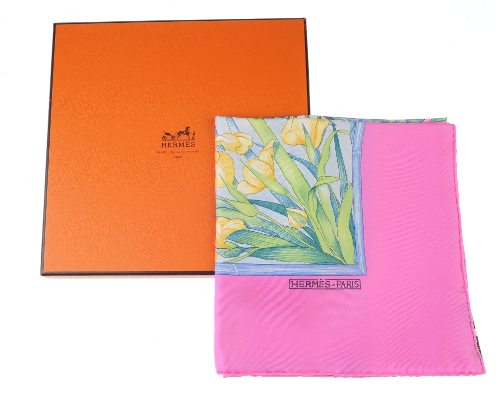 HERMES - a 'Giverny' scarf. Designed by Laurence Bourthoumieux in 1989, featuring the famous Giverny - Image 2 of 4