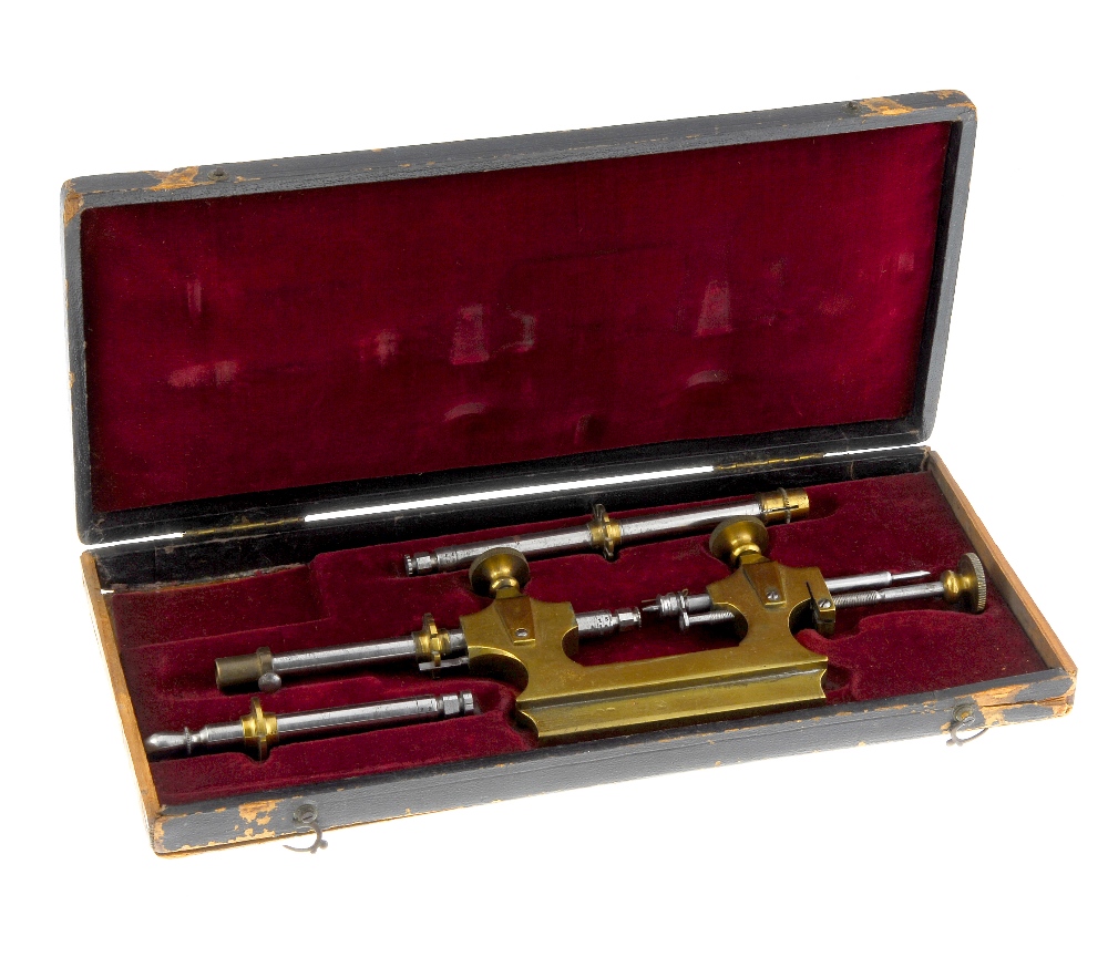 A complete Jacot tool with box, together with a set of scales. Due to the quantity of items in