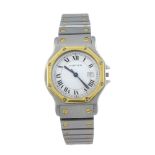 CARTIER - a Santos Ronde bracelet watch. Stainless steel case with yellow metal bezel. Quartz