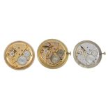 A group of watch movements. All recommended for spares and repair purposes only. Approximately